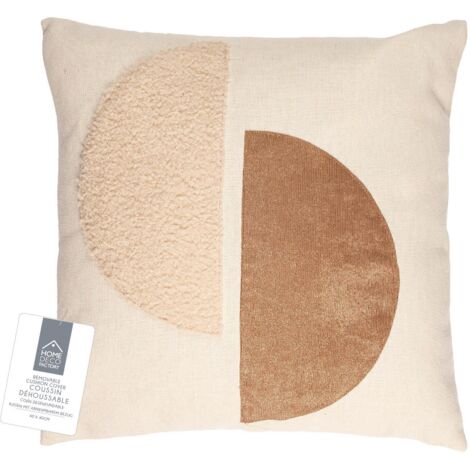 Coussin Taupe Irise Et Beige Bouclette 40x40cm