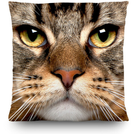 Coussin tête de chat - 45 cm x 45 cm - Multicolor