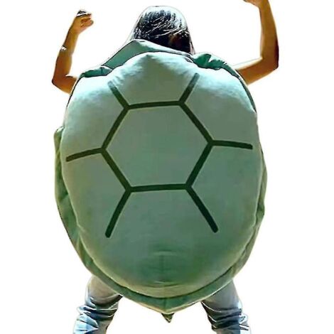 Coussin tortue géant à porter pour adulte - Déguisement de tortue géant amusant - Peluche tortue lestée, grand coussin tortue vert x 60 cm