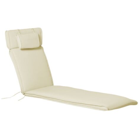 Coussin transat jardin avec appui-tête amovible 198x53x5cm crème