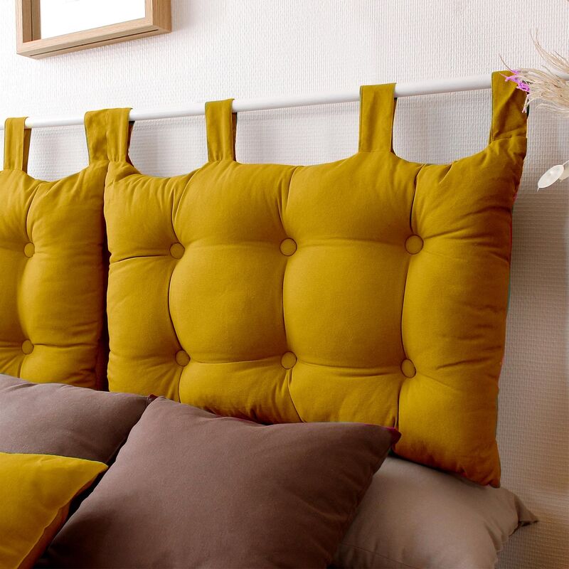Homemaison - Coussin tête de lit en coton et pattes boutonnées Moutarde 70 x 45 cm - Moutarde