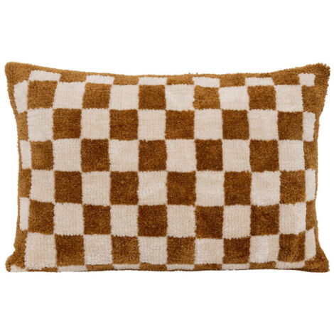 Coussin Tufté Damier "Itha" 38x58cm Ocre