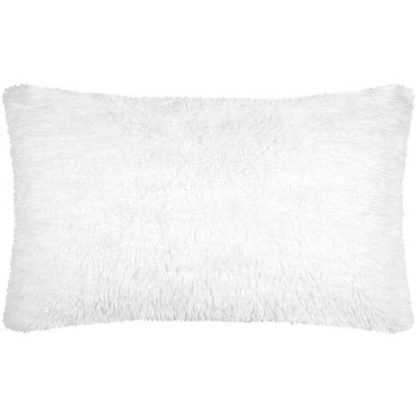Coussin ultra doux  - Effet fourrure Blanc 50x80 cm