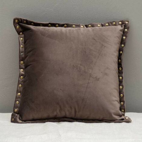 Coussin velours gris et clous dorés 45x45cm