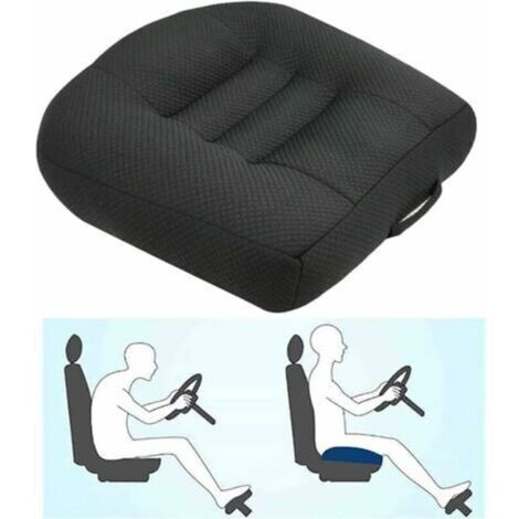Coussin Voiture rehausseur. Coussin d'élévation de siège de Voiture pour le soulagement et le Confort avec Maille Respirante. Augmente le Champ de Vision de 12cm (Noir) -INHHUB