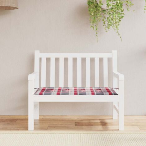 Coussin,Coussin de siège confortable de banc de jardin motif à carreaux rouges 120x50x3 cm -FV44251
