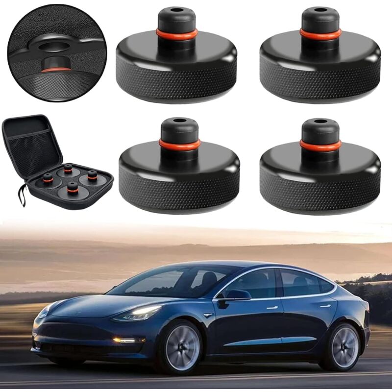 Coussinet de Levage pour Tesla Model 3/S/X/Y, 4 Coussins avec Un étui de Rangement, Accessoires pour Les véhicules Tesla,Outils de réparation
