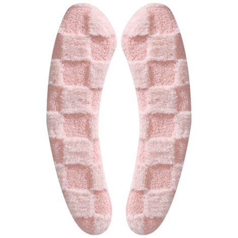 Coussinets de siège de toilette en peluche épaisse, universels, adhésifs et lavables, pour l'hiver (rose)