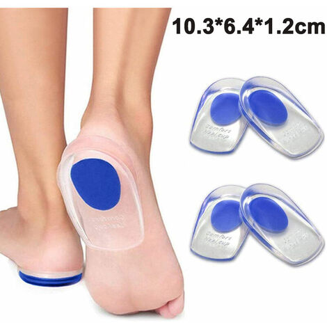 Coussinets de talon en gel Inserts pour fasciite plantaire - Coussinets de talon en silicone pour éperons osseux Soulagement de la douleur Protecteurs de vos pieds endoloris ou meurtris Meilleur traitement de gels de semelle intérieure, bleu, S