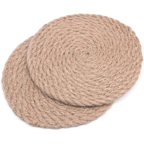 Coussinets isolants en rotin 7 pouces, sous-verres en rotin tissé à la main - Assiettes de base de tasse et vaisselle Support de pot isolant Hot Pads - Accessoires de cuisine de salle à manger