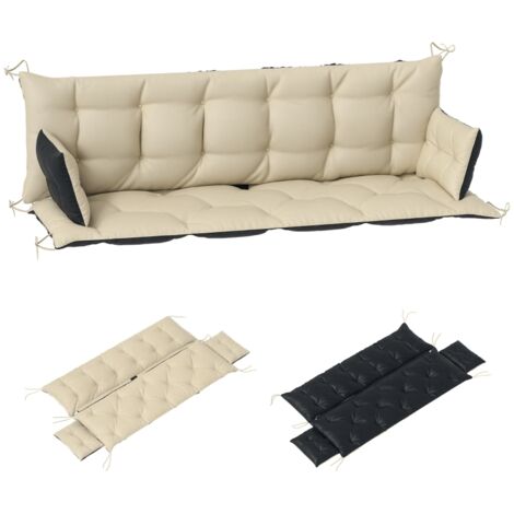 Coussins banc véranda balancelle bicolore 180x110x8cm polyester mousse beige noir