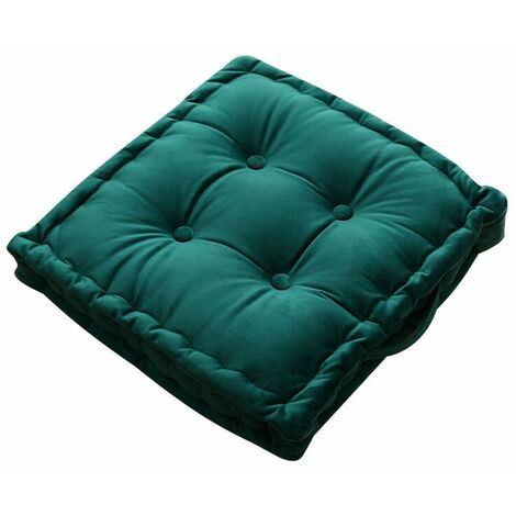 Coussins d&39assise Coussins de chaise 45x45x12cm pour intérieur et extérieur en 100% coton Rembourrage épais matelassé / coussins de sol (vert)