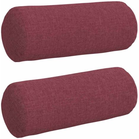 Coussins d'accent 2 pcs Bordeaux Ø 15 x 40 cm tissu