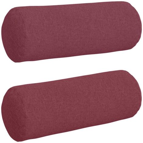 Coussins d'accent 2 pcs Bordeaux Ø 25 x 70 cm tissu