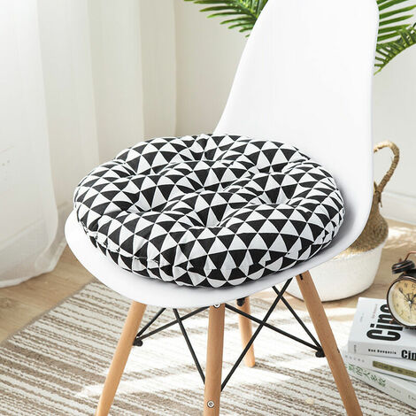 coussins d'assise 45x45cm, coussins de chaise pour l'intérieur et l'extérieur - décoration de coussins de chaise de salon de jardin. (Motif rond, noir et blanc)