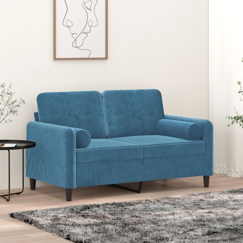Vidaxl - Coussins décoratifs 2 pcs Bleu Ø15x50 cm Velours