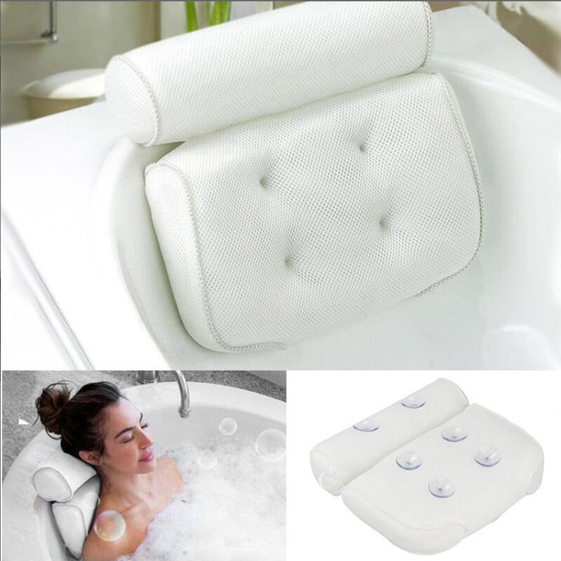 Coussins de bain, oreillers de bain de luxe et spa avec technologie 4D air mesh et 6 ventouses