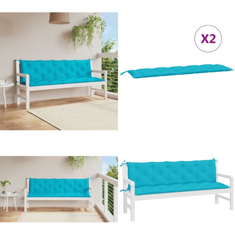 Coussins de banc de jardin lot de 2 turquoise tissu Oxford - Coussins De Chaise - Coussins De Canapé - Coussins D'extérieur - Coussin Décoratif