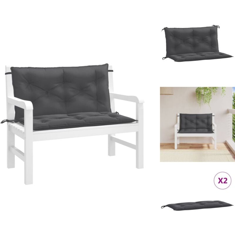 Coussins de banc de jardin lot de 2 anthracite mélangé tissu - Coussin De Banc - Coussin D'extérieur - Coussin Jardin - Décoration Intérieur