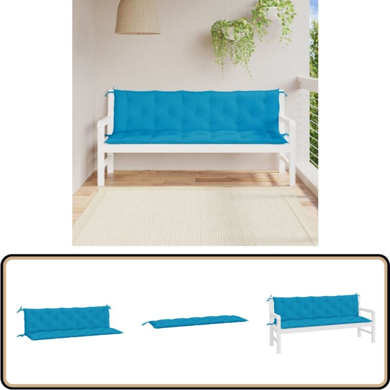 Coussins de banc de jardin lot de 2 bleu clair tissu Oxford - Coussin De Banc - Coussin D'extérieur - Coussin Jardin - Coussin Confortable - Coussin