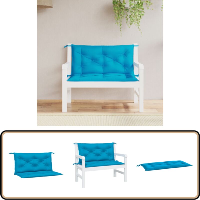 Coussins de banc de jardin lot de 2 bleu clair tissu Oxford - Coussin De Banc - Coussin D'extérieur - Coussin Jardin - Housse De Coussin - Textile