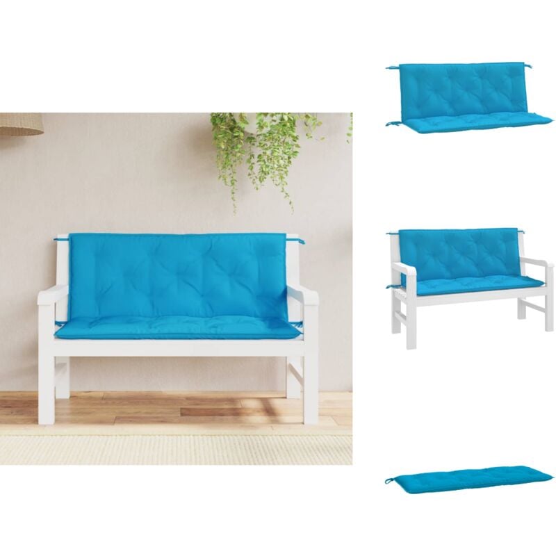 Coussins de banc de jardin lot de 2 bleu clair tissu Oxford - Coussins De Jardin - Coussins De Banc - Coussins Exterieur - Cushions Décoratifs