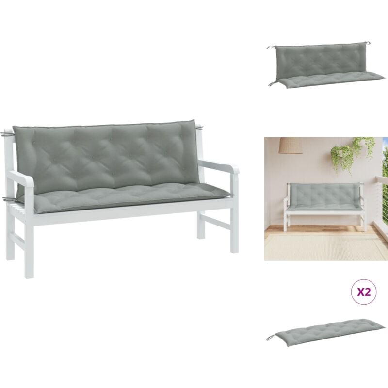 Coussins de banc de jardin lot de 2 gris clair mélangé tissu - Coussins De Banc De Jardin - Coussin Exterieur - Coussin Décoratif - Coussin
