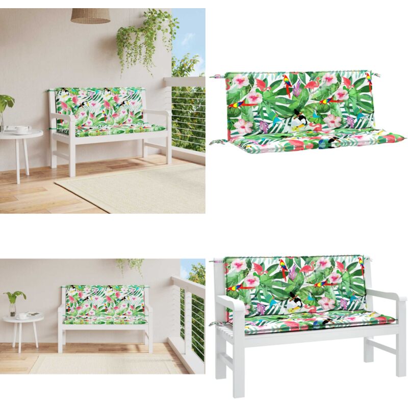 Coussins de banc de jardin lot de 2 multicolore 120x50x7 cm - Coussin De Banc - Coussin D'extérieur - Coussin Décoratif - Coussin Jardin - Housse De