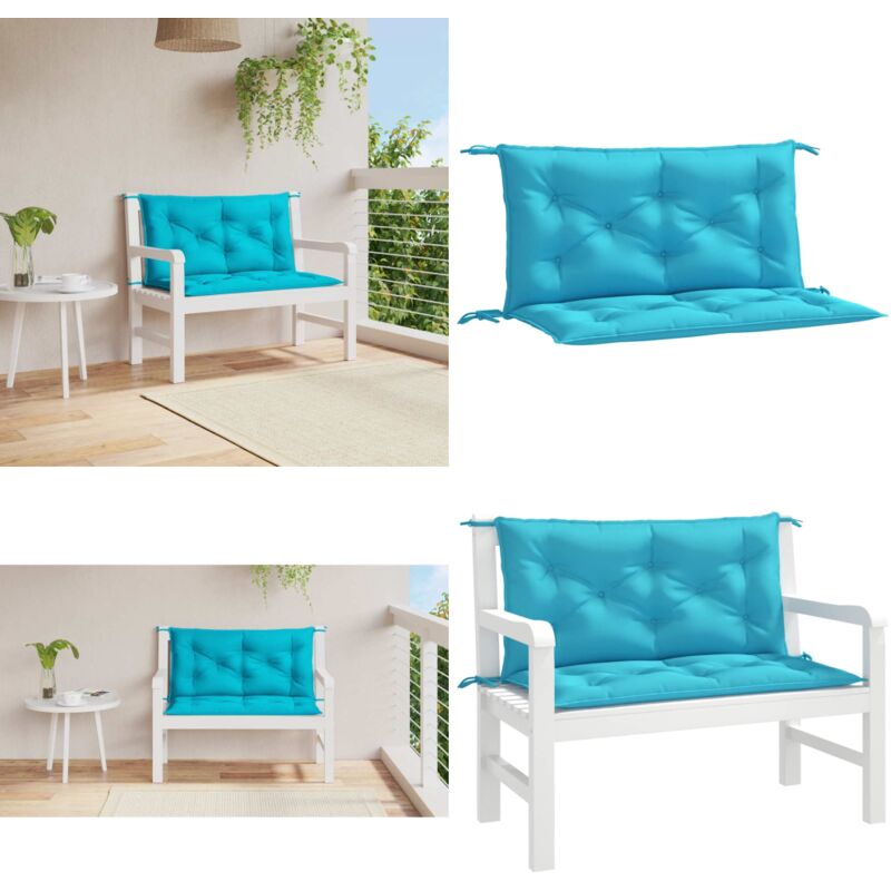 Coussins de banc de jardin lot de 2 turquoise 100x50x7 cm tissu - Coussin De Chaise - Coussin De Canapé - Coussin D'extérieur - Coussin Décoratif