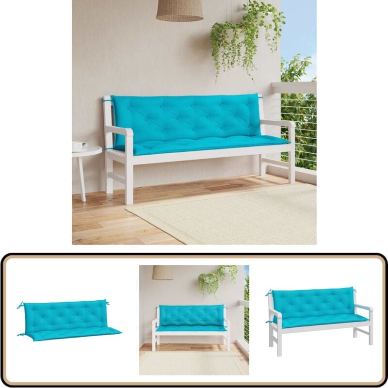 Coussins de banc de jardin lot de 2 turquoise 150x50x7 cm tissu - Coussin De Chaise - Coussin De Canapé - Coussin D'extérieur - Coussin Décoratif