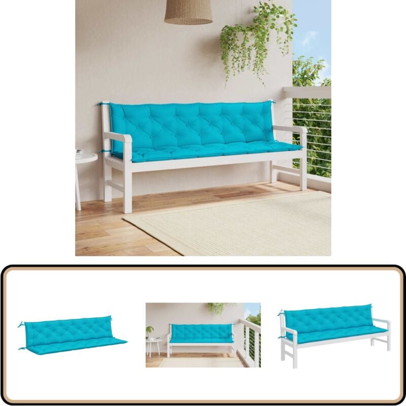 Coussins de banc de jardin lot de 2 turquoise 200x50x7 cm tissu - Coussin De Chaise - Coussin De Canapé - Coussin D'extérieur - Coussin Décoratif