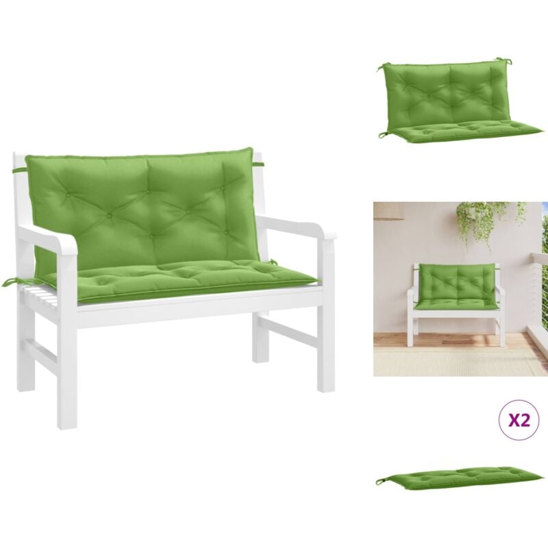 Coussins de banc de jardin lot de 2 vert mélangé tissu - Coussin De Banc - Coussin D'extérieur - Coussin Jardin - Décoration Intérieur - Coussin