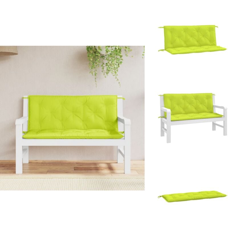 Coussins de banc de jardin lot de 2 vert vif tissu Oxford - Coussin De Banc - Coussin D'extérieur - Coussin Jardin - Coussin Décoratif - Housse De