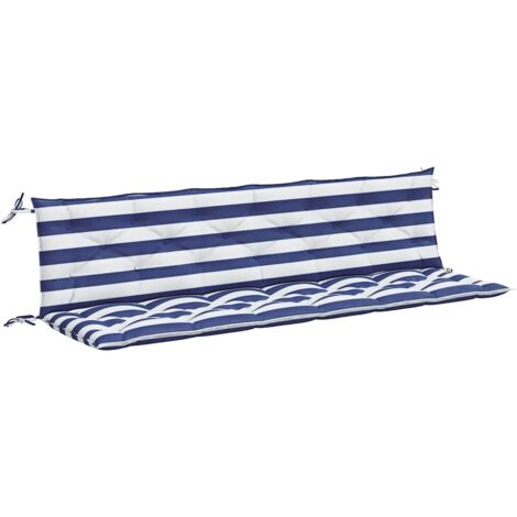 Coussins de banc de jardin lot de 2，Coussins d'extérieur rayures bleues et blanches CFW631597