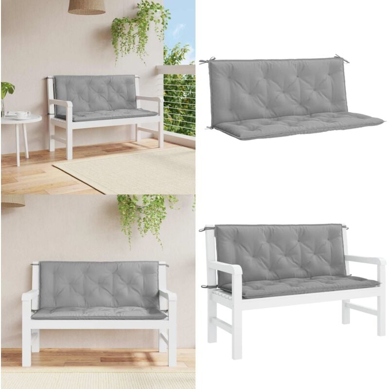 Coussin de banc de jardin gris 120x(50+50)x7 cm tissu oxford - Coussin De Banc - Coussin D'extérieur - Coussin Jardin - Housse De Chaise Longue