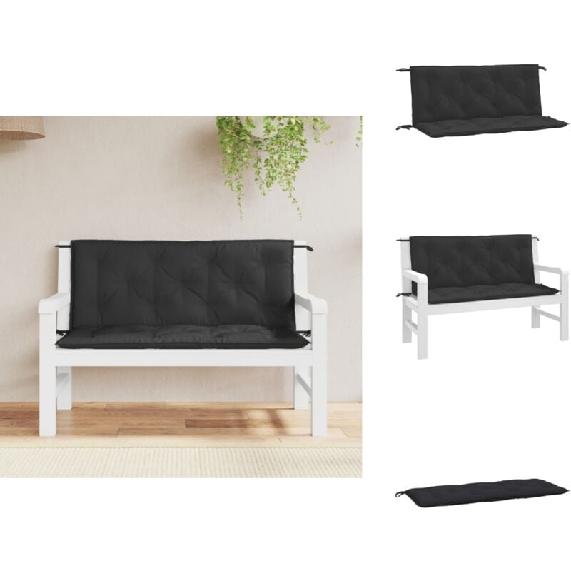 Coussins de banc jardin lot de 2 noir 120x50x7 cm tissu Oxford - Coussin De Banc - Coussin Jardin - Coussin Extérieur - Coussin Décoratif - Housse De