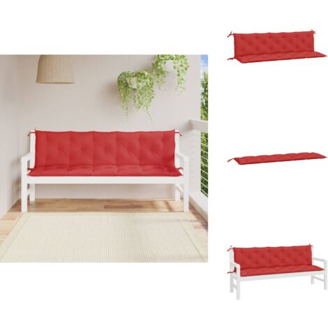 Coussins de banc jardin lot de 2 rouge 180x50x7 cm tissu Oxford - Coussins De Banc De Jardin - Coussin Extérieur - Coussin Décoratif - Coussin Imperméable - Coussin Confortable