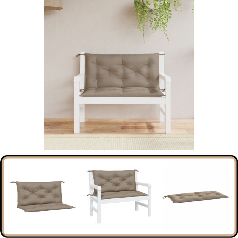 Coussins de banc jardin lot de 2 taupe 100x50x7 cm tissu Oxford - Coussin De Banc - Coussin D'extérieur - Coussin Jardin - Tapisserie Extérieure