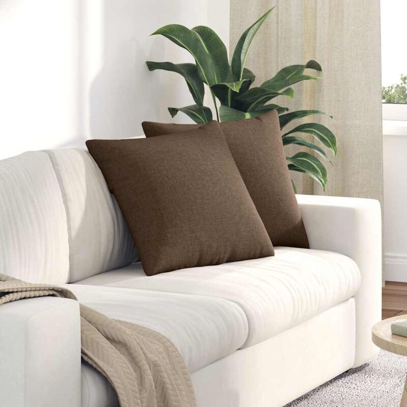 vidaXL Coussins de canapé 2 pcs Marron 50 x 50 cm tissu