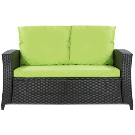 Coussins de canapé de jardin en résine tressée 112x50x7+256x50cm coussins d'extérieur citron Set de coussins 2 places Lot de coussins de jardin