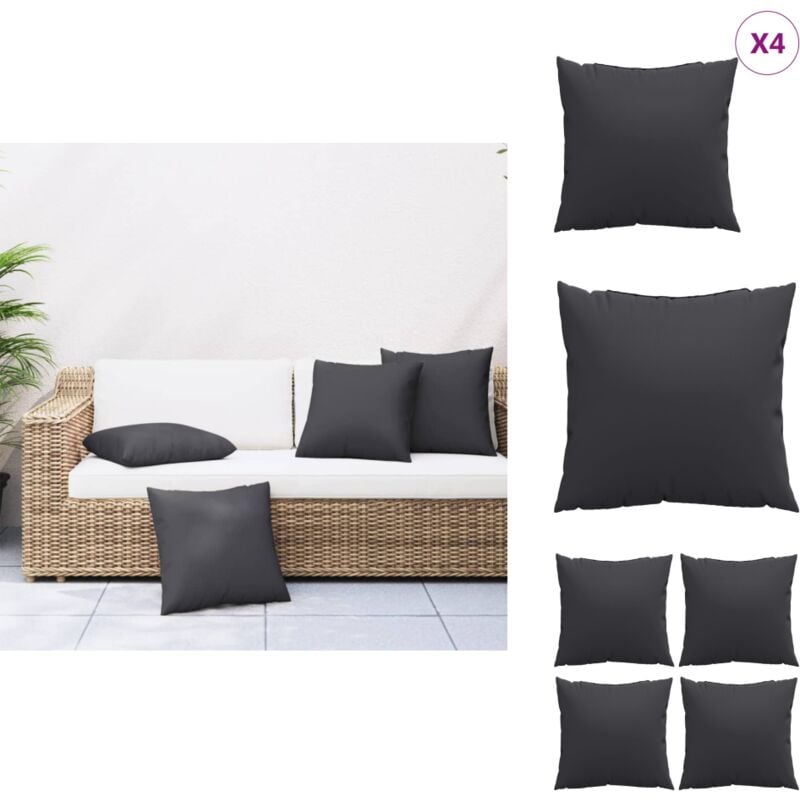 Vidaxl - Coussins de canapé lot de 4 noir 50x50 cm tissu - Coussin De Canapé - Coussins De Canapé - Coussin - Coussin De Chaise
