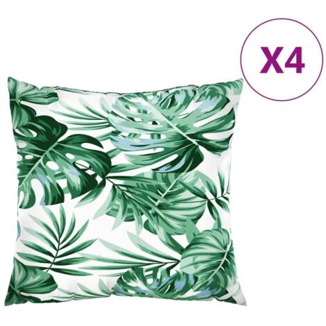 Coussins de canapé lot de 4，Coussins d'extérieur motif de feuilles 40x40 cm tissu CFW788149