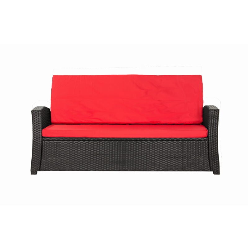 Setgarden - Coussins de canapé meubles de jardin en résine tressée Rouge, Coussins balançoire d'extérieur 150x60x50cm Coussin de banc de jardin