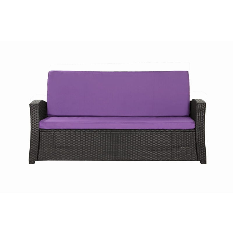 Setgarden - Coussins de canapé meubles de jardin en résine tressée Violet, Coussins balançoire d'extérieur 160x60x50cm Coussin de banc de jardin 3