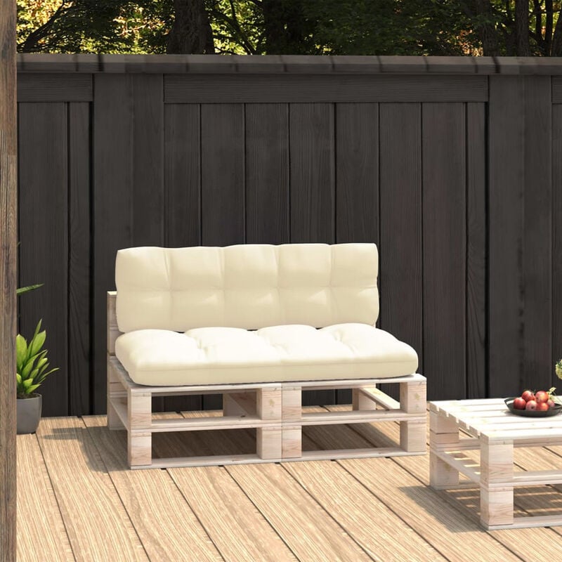 Coussins de canape palette 2 pcs Creme