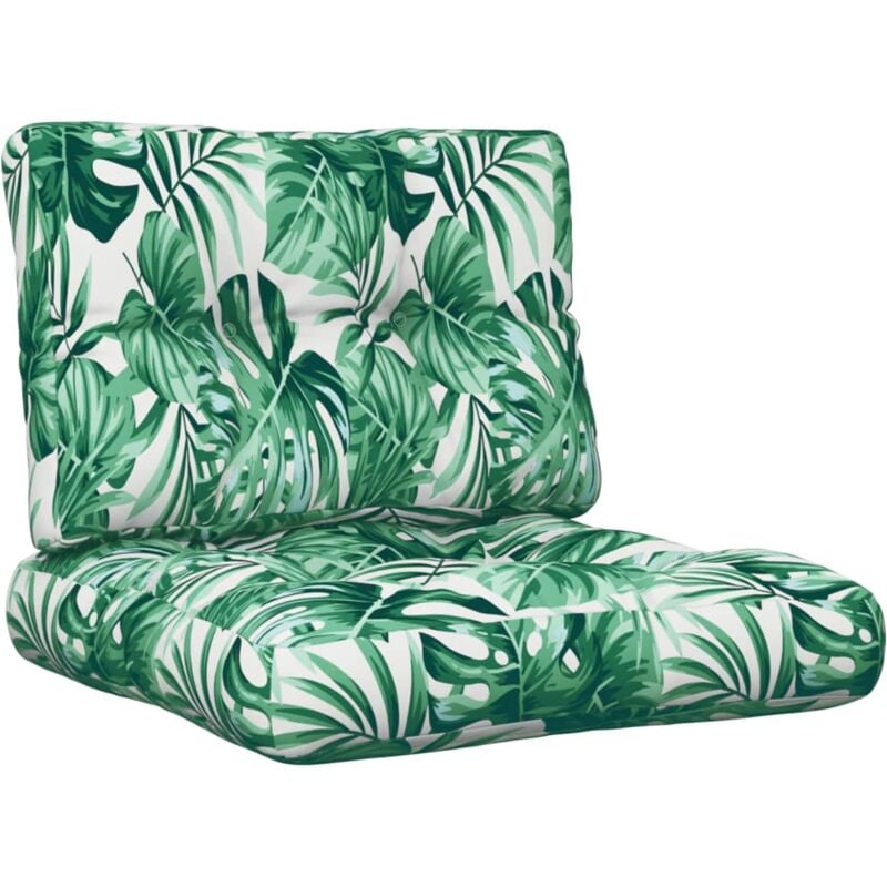 Vidaxl - Coussins de palette lot de 2 motif de feuilles tissu