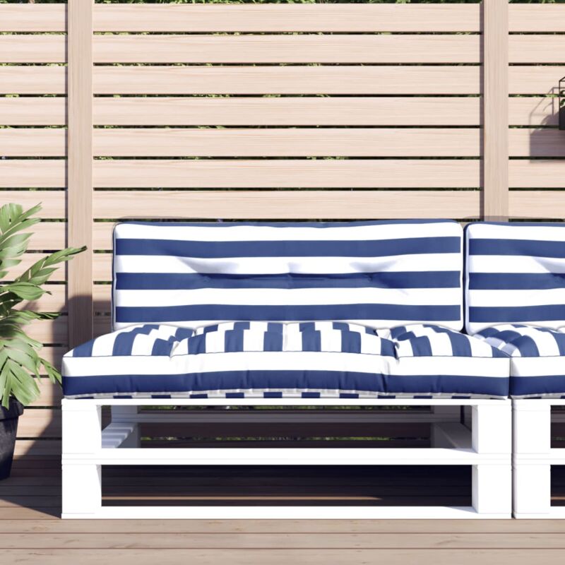 Vidaxl - Coussins de palette lot de 2 rayures bleues/blanches tissu