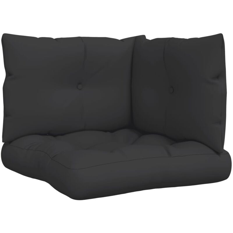 Vidaxl - Coussins de palette lot de 3 noir tissu