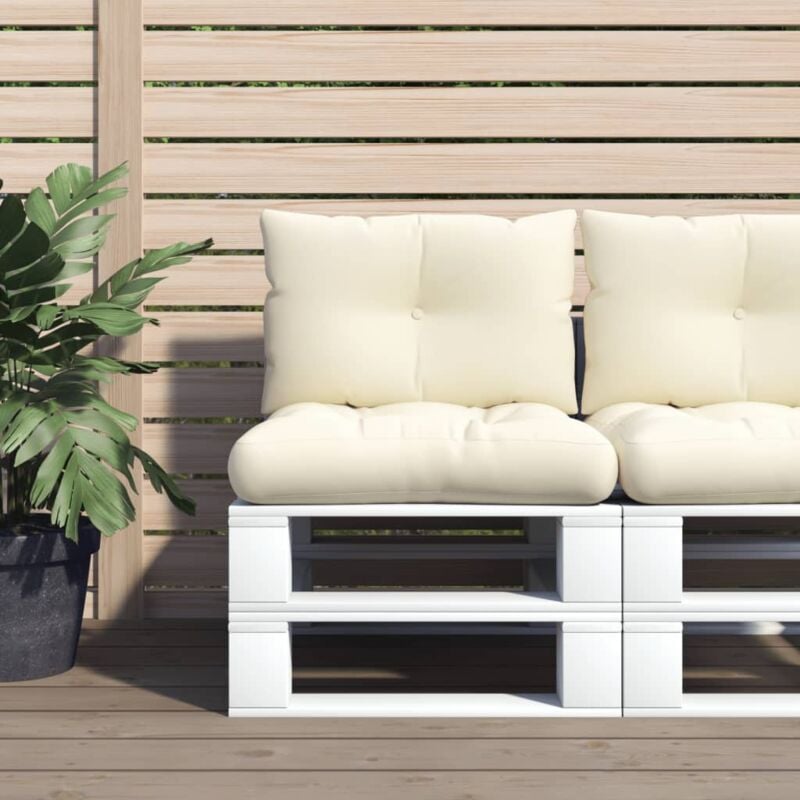 Vidaxl - Coussins de palette lot de 2 crème tissu