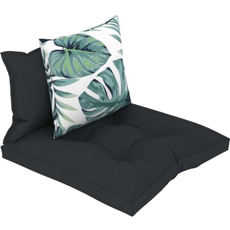Coussins de canapé palette 3 pcs Anthracite Tissu vidaXL - anthracite et vert